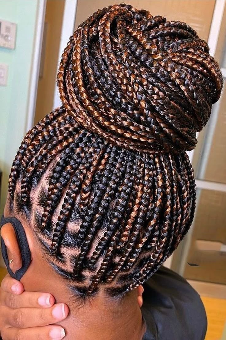 Elegant Knotless Braids Styled in a High Bun